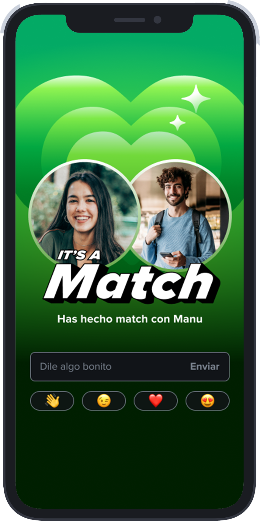 Tinder It's a Match scherm